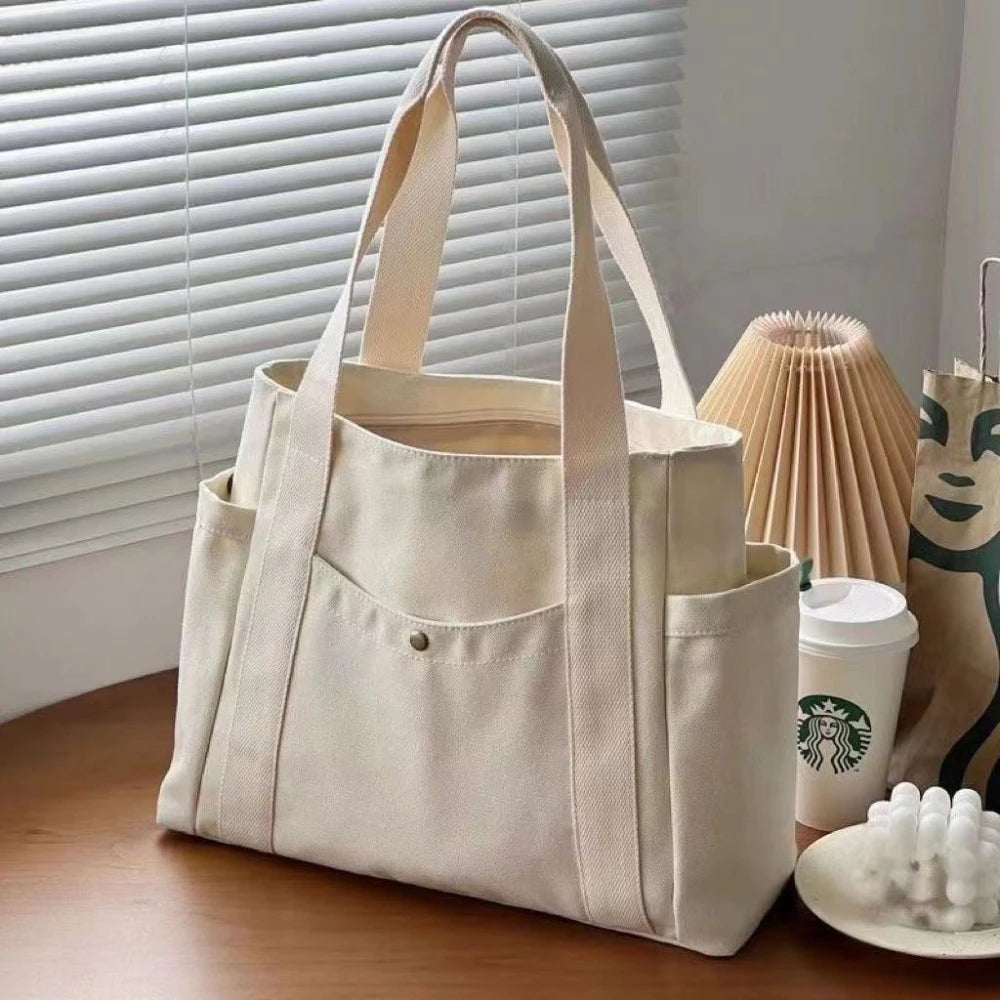 Large Capacity Canvas Tote Bags for Work Commuting Carrying Bag College Style Student Outfit Book Shoulder Bag Shopping Bag