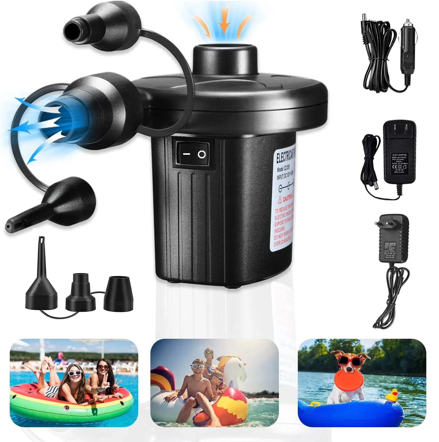 Mini Inflatable Pump Electric Air Cushion Camping Pump Portable Rapid Filling Mattress Swimming Pool Air Filling Blower Injector