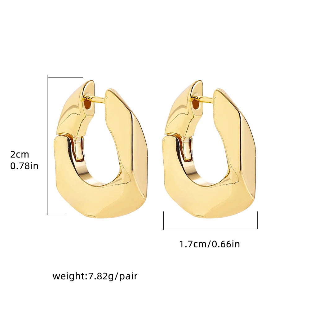 Punk Gold plated Chunky Irregular Hammered Hoop Earrings for Women Minimalist Geometric Twisted Polished Ear Ring Huggie Hoops