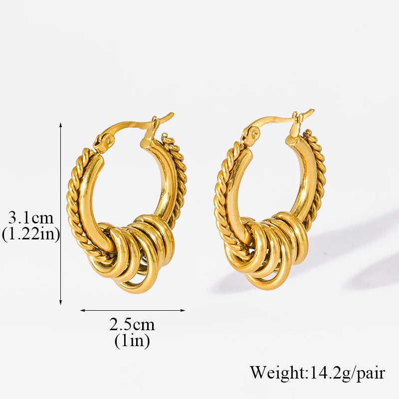 EILIECK 316L Stainless Steel Waterproof Gold Color Stud Earrings For Women Girl Fashion New Gift Ear Buckle Jewelry Bijoux