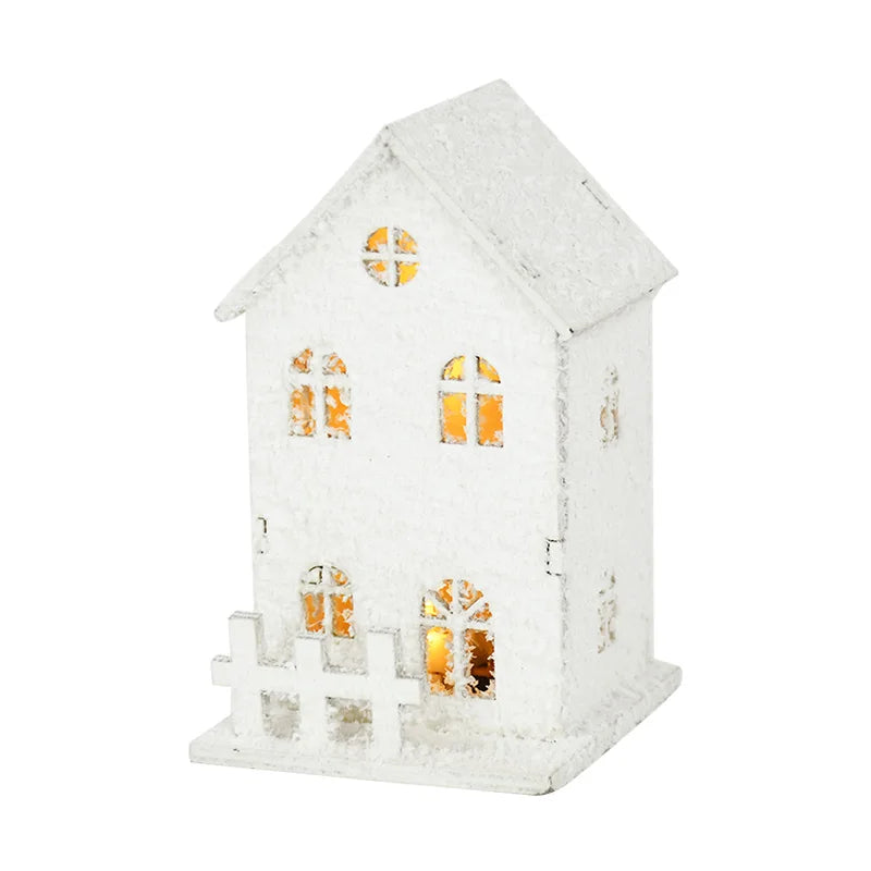 2024 Christmas Led Light Wooden House with Snowflake Luminous Cabin Christmas Decorations For Home Xmas Ornament New Year Gifts