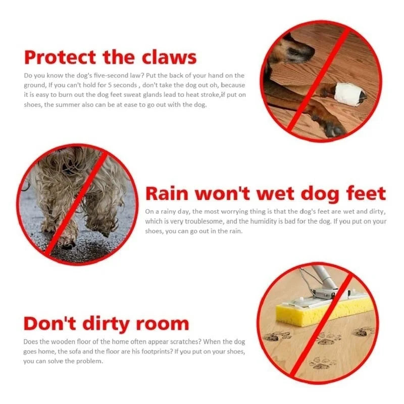 4pcs/set Waterproof Pet Dog Shoes Anti-slip Rain Boots Footwear for Small Cats Dogs Puppy Dog Pet Booties Pet Paw Accessories