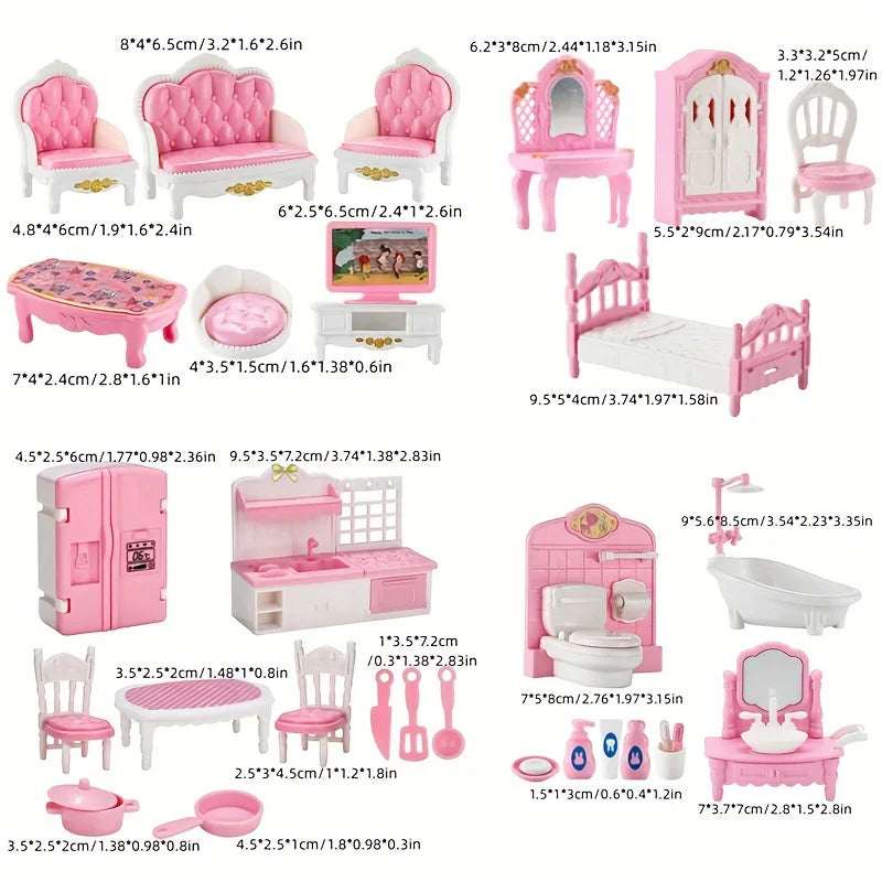 1:12 Miniature Home Furniture Set, Doll Accessories For Bedroom, Living Room, Kitchen And Bathroom, Doll House Accessories, Gift