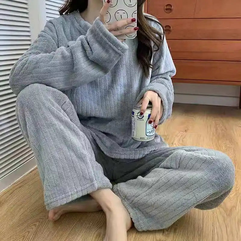 Winter Women's New Pajamas Homewear Suit Women's Fall and Winter Warm Clothes Coral Velvet Leisure Pajamas Padded Homewear