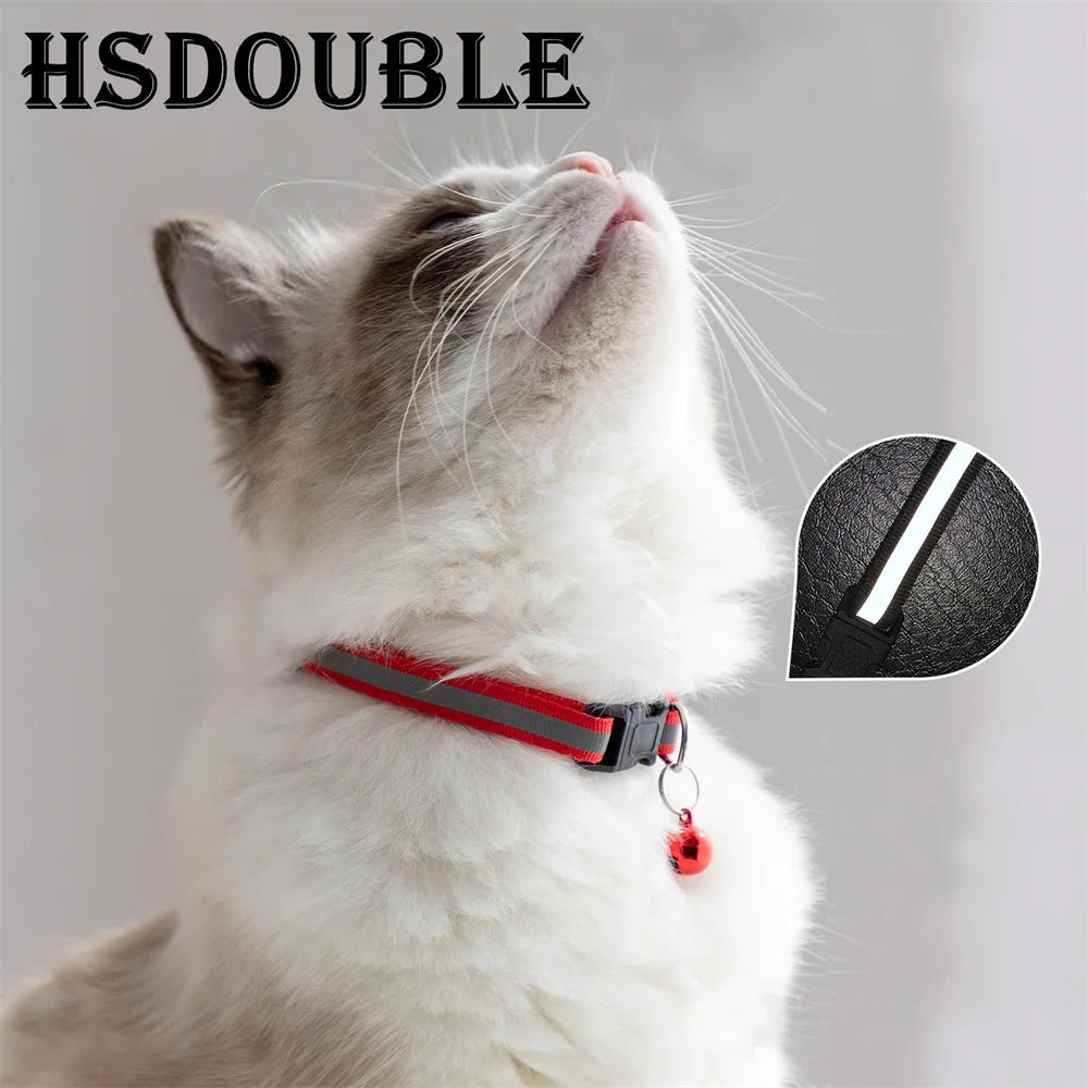 2Pcs/Pack 12 Colors Reflective Adjustable Cats And Small Dogs Collars With Bells Pet Supplies