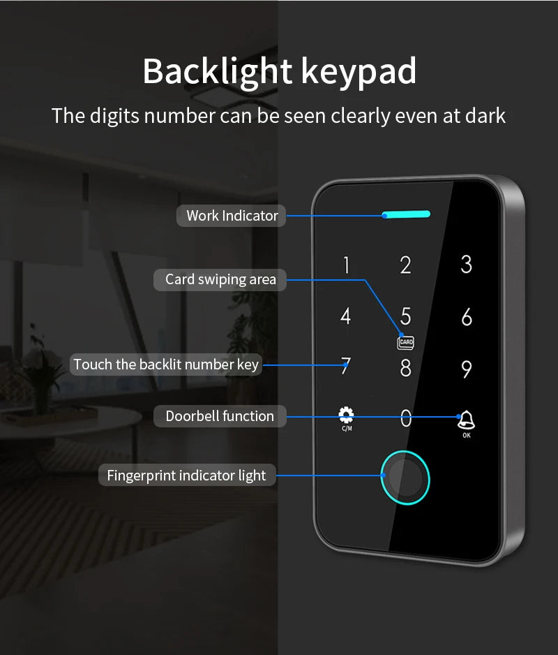 Dual RFID 125Khz+13.56MHz NFC Tuya Outdoor Fingerprint Access Control Keypad IP67 Waterproof Biometrics Door Opener with Gateway