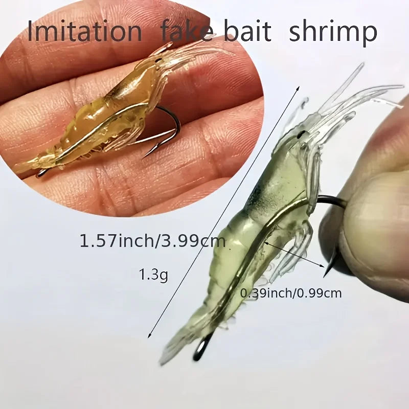 5/10/20pcs Goture Shrimp Lures Soft Shrimp Fishing Lures For Freshwater Saltwater Luminous Shrimp Bait Set With Sharp Hook Bead