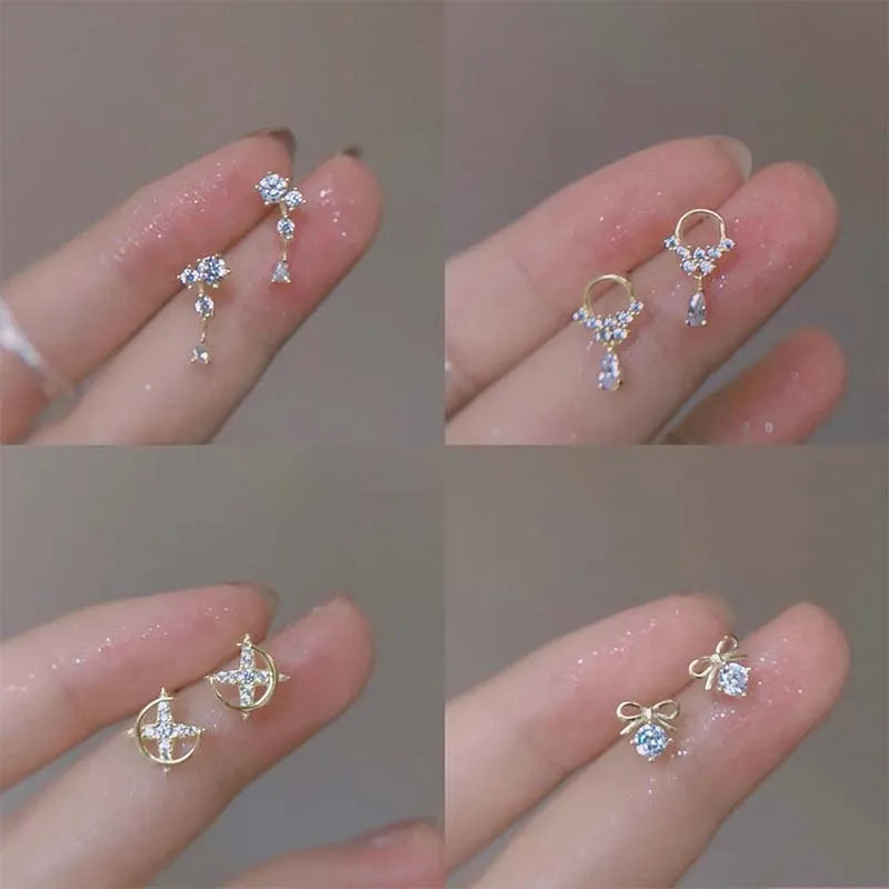 925 Silver Needle Zircon Earrings Hypoallergenic Fashion Ear Studs Female Pendant Tassel Pendant Earrings for Women Jewelry Gift