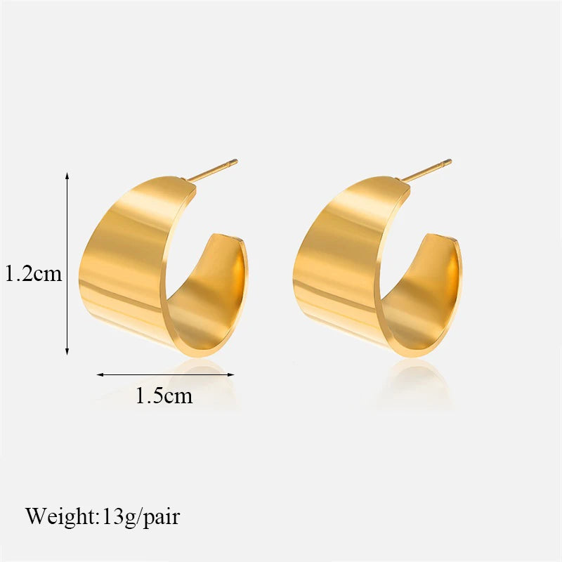 EILIECK 316L Stainless Steel Metal Hollow Hoop Huggie Earrings For Women High-quality Fashion Gold Color Ear Jewelry Accessories