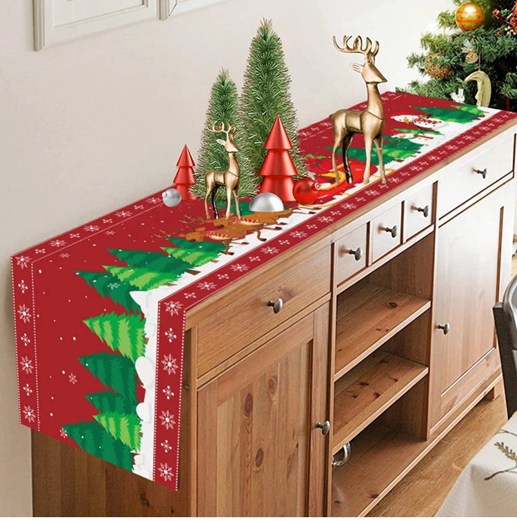 2024 Christmas Table Runners Merry Christmas Decoration for Home Tablecloth Table Cover Xmas Gifts Navidad Noel New Year 2025