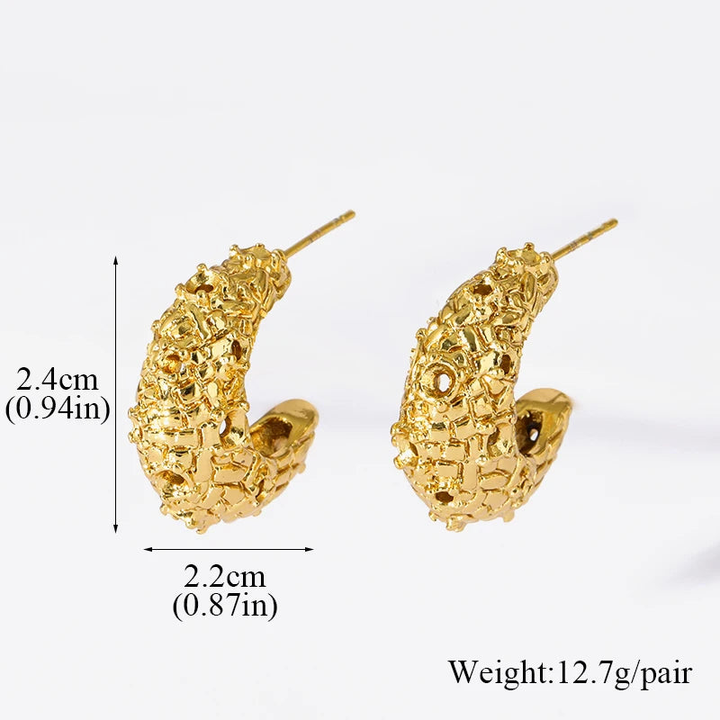 EILIECK 316L Stainless Steel Waterproof Gold Color Stud Earrings For Women Girl Fashion New Gift Ear Buckle Jewelry Bijoux