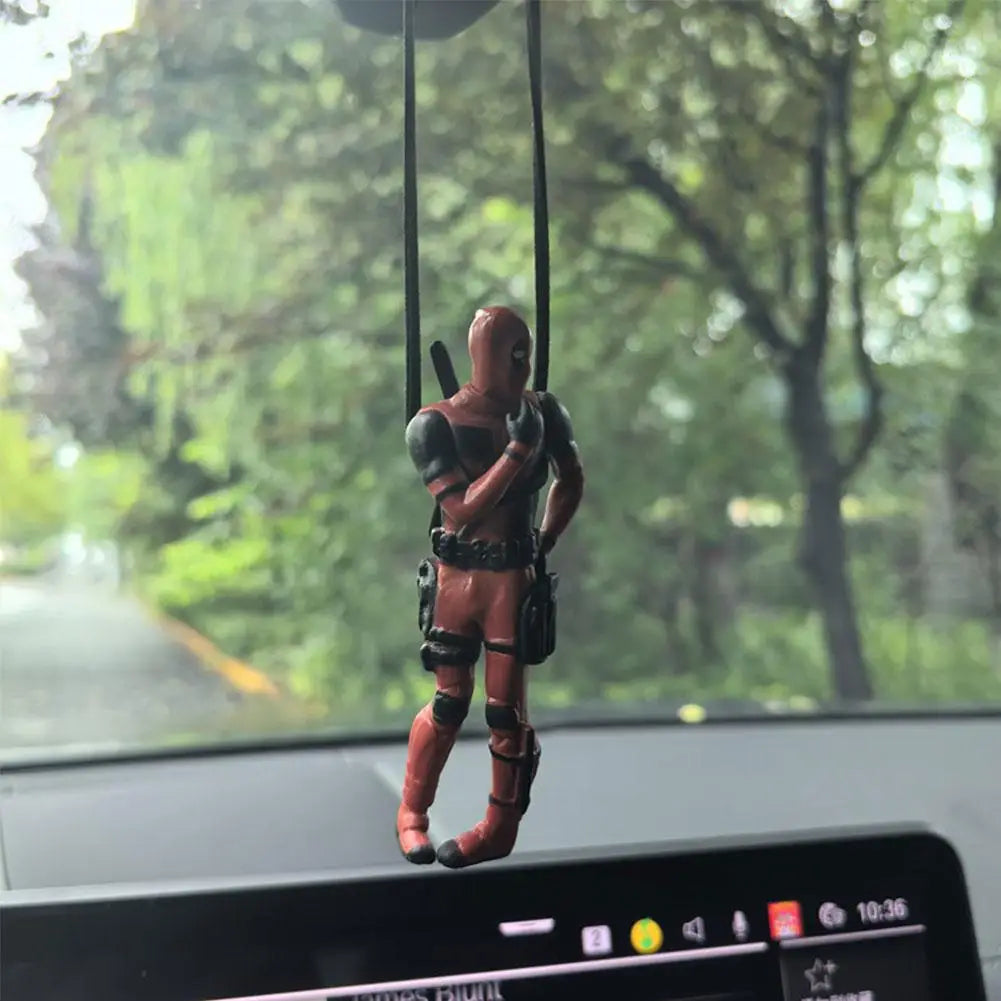 Deadpool Cartoon Car Rearview Mirror Pendant Read A Book SUCK IT Car Pendant Interior Accessories Anging Ornament Auto Styling