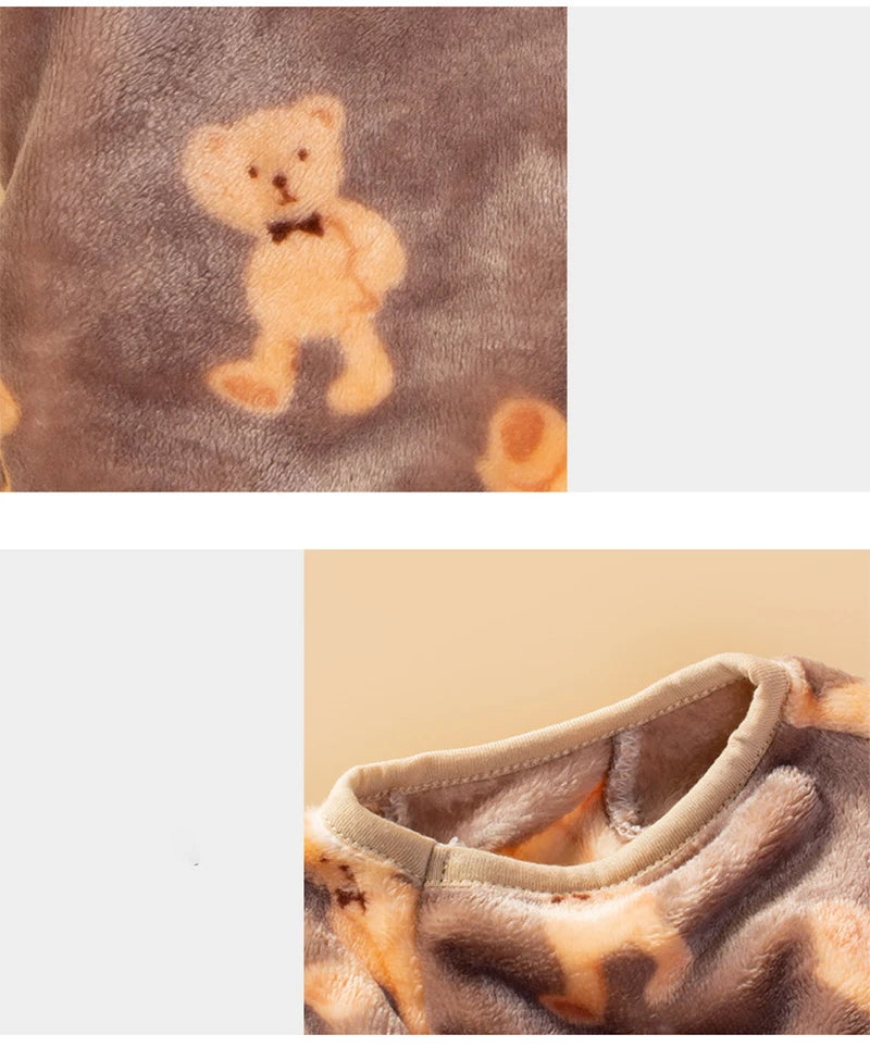 Cute Bear Pet Plush Pajamas Autumn Winter Dog Clothes for Small Medium Dogs Cats Warm Jumpsuit Bulldog Chihuahua Puppy Outfit