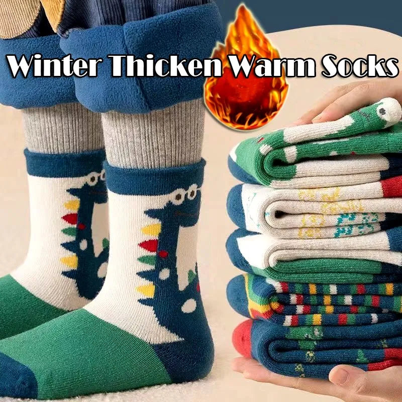 Winter Socks Baby Socks 5 Pairs /bag Warm Cotton Cartoon Socks Kids Girls Boys Thicken Sock