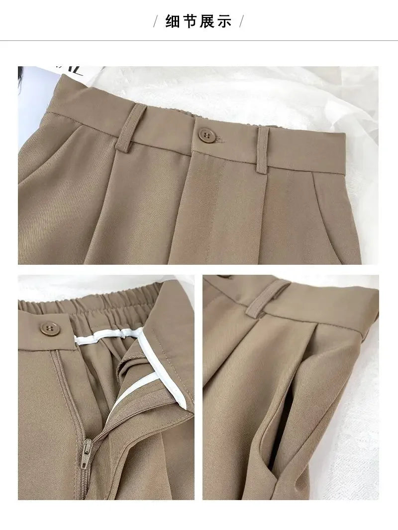 Fall Spring Black Suit Haren Pants Women Fashion Elastic High Waist Casual Trousers Woman Korean Style Solid Office Pant 2023