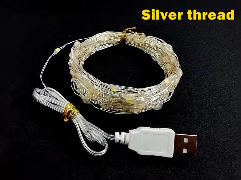 3/10/20M USB LED String Lights Copper Silver Wire Garland Light Waterproof Fairy Lights For Christmas Wedding Party Decoration