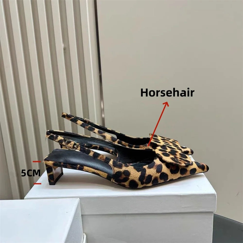 FEDONAS Ins Women Kitten Heels Slingbacks Sandals Leopard Genuine Leather Party Spring Summer Shoes Woman Sandals Pumps