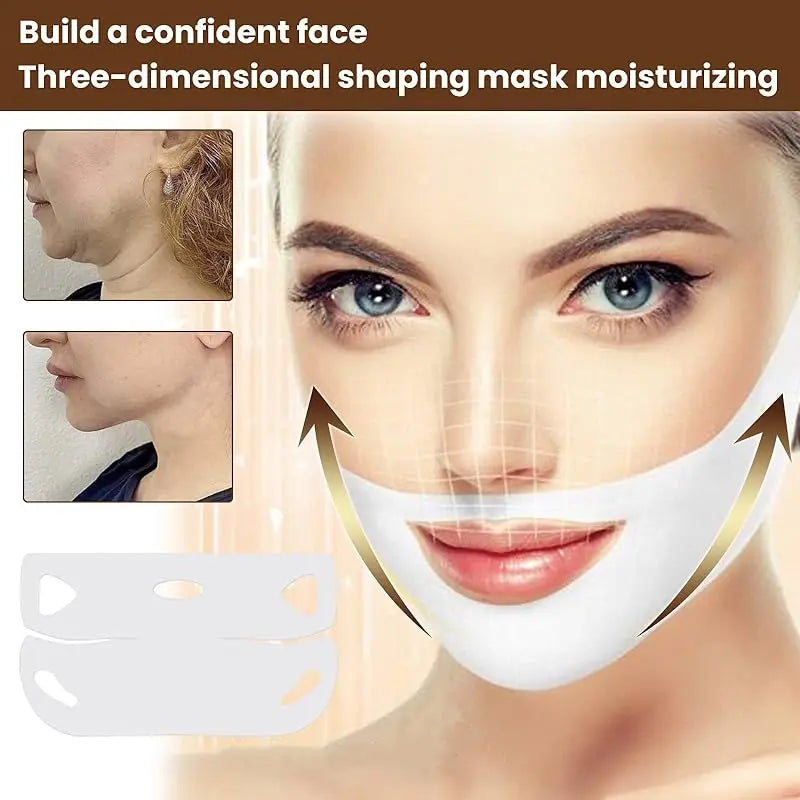 V Shaped Slimming Face Mask 5pcs Double Chin Reducer Strap Chin Contour Firming Tightening Strap Face V Line Lifting Mask