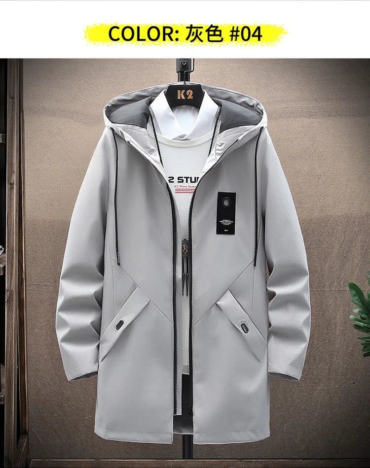 2024 Spring and Autumn New Classic Fashion In The Long Coat Men Casual Loose Comfortable High Quality Trench Coat