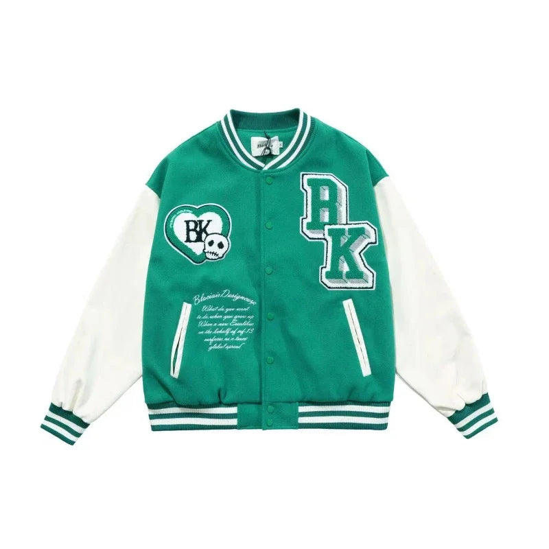 90 Street retro baseball uniform letter embroidery Y2K casual loose Joker high street coat couple Harajuku style sports