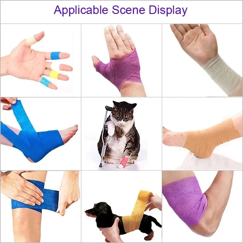 3pcs Disposable Self Adhesive Elastic Bandage 5cm*4.5m for Handle Tube Tightening Tattoo Accessories Gauze Tape First Aid Tool