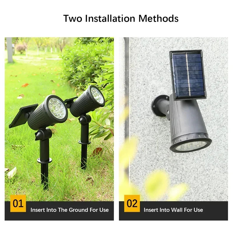 2/9 Led Solar Powered Lamp Adjustable Solar Spotlight In-Ground IP65 Waterproof Landscape Wall Light Outdoor Lighting