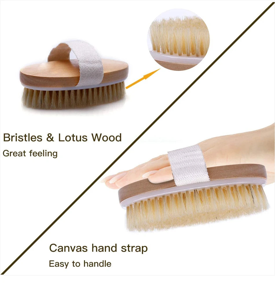 1pcs Exfoliating Wooden Body Massage Shower Brush Natural Bristle Bath Brush Soft SPA Woman Man Skin Care Wet Dry Body Brush