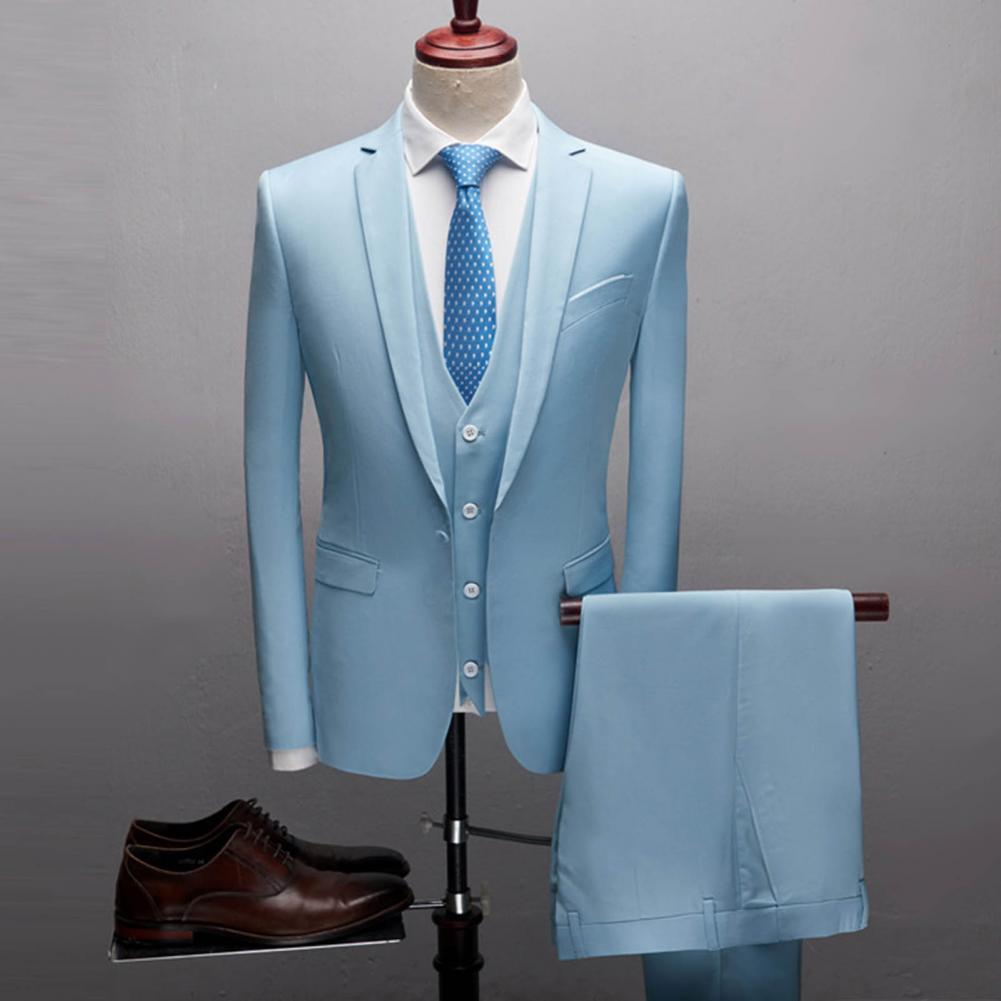 Men Suit Male Blazer Vest Pants Set Temperament Single Breasted Buttons Suit Top Pants Wedding Banquet Prom Formal Groom Suit