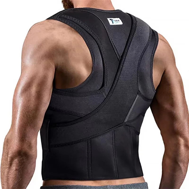 Back Waist Posture Corrector Adjustable Adult Correction Belt Waist Trainer Shoulder Lumbar Brace Spine Support Belt Vest Black