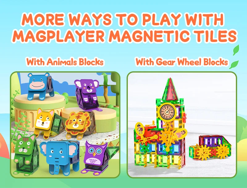 Magplayer Magnetic Building Blocks Construction Set Magnet Tiles Children Montessori Educational Game Toys For Kid Boy Girl Gift