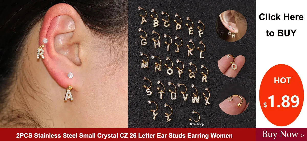 NEW IN 1 Piece Stainless Steel Mini Zircon Stud Earring Women Gold Color Helix Ear Studs Tragus Cartilage Piercing Jewelry