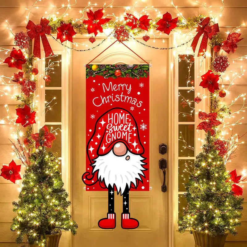 2024 Christmas Hanging Flag Banner Christmas Decorations For Home Door Christmas Ornaments Xmas Navidad Noel Gifts New Year 2025