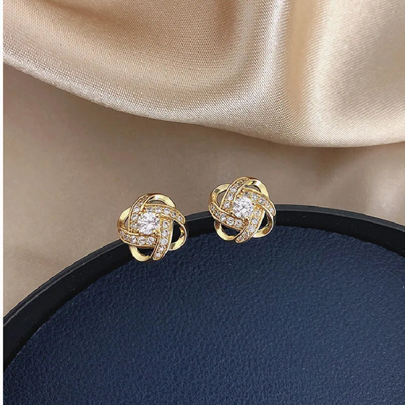 Small Stud Earring For Woman Golden Crystal Shinning Luxury Girl Jewelry Christmas Gift Wedding Accessories Trendy Ear Rings