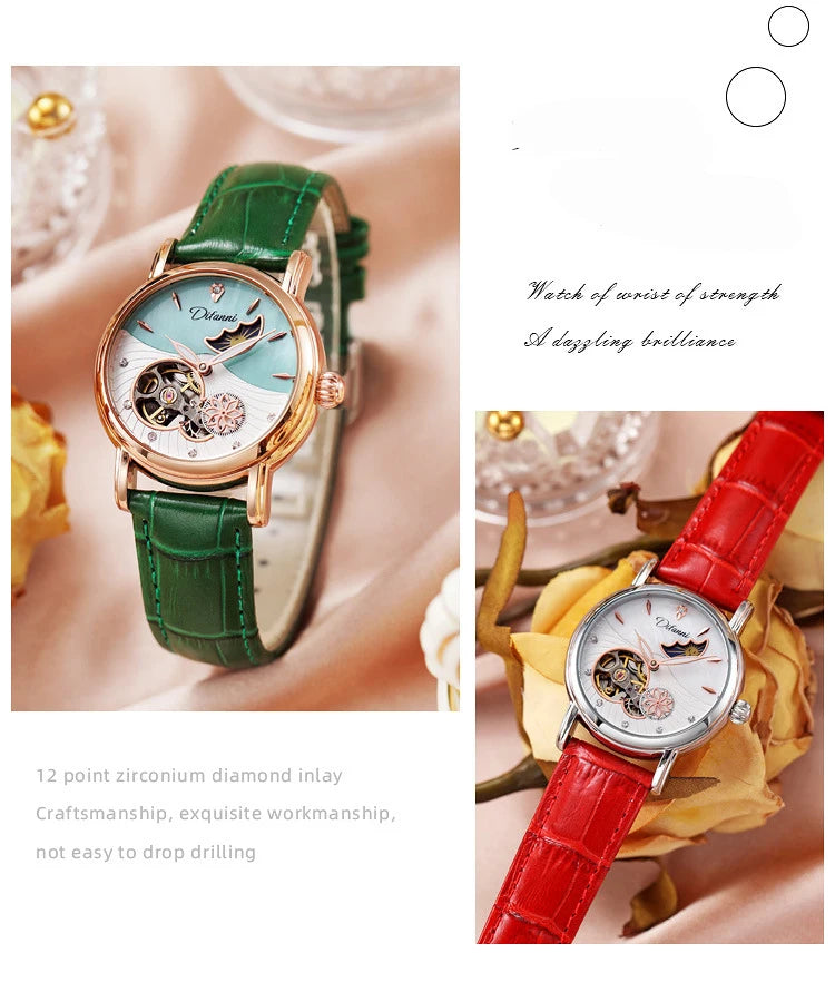 Rotatable Flowers Female Watch Women Top Brand Luxury Fashion Moon Phase Waterproof Lady Automatic Mechanical Watches Reloj