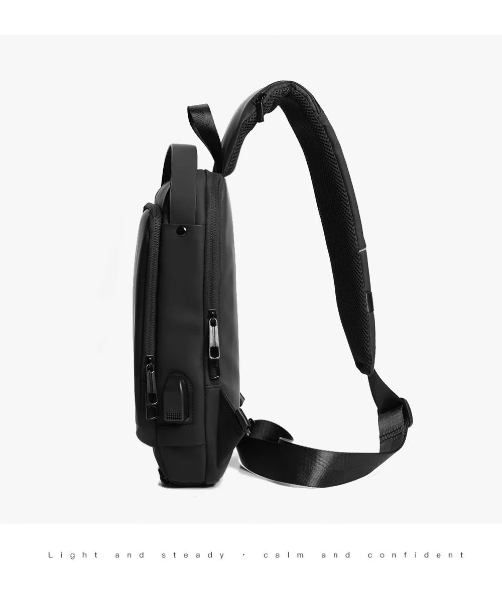 Men Anti Theft Chest Bag Shoulder Bags USB Charging Crossbody Package School Short Trip Messengers Bags Men's Oxford Sling Pack