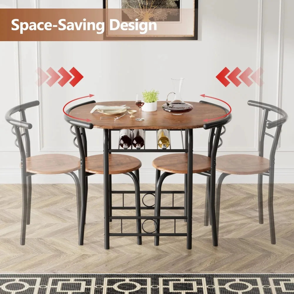 3 Pieces Dining Set Breakfast Table Set Space Saving Wooden Chairs and Table Set, for Dining, Office and Living Spaces of Home