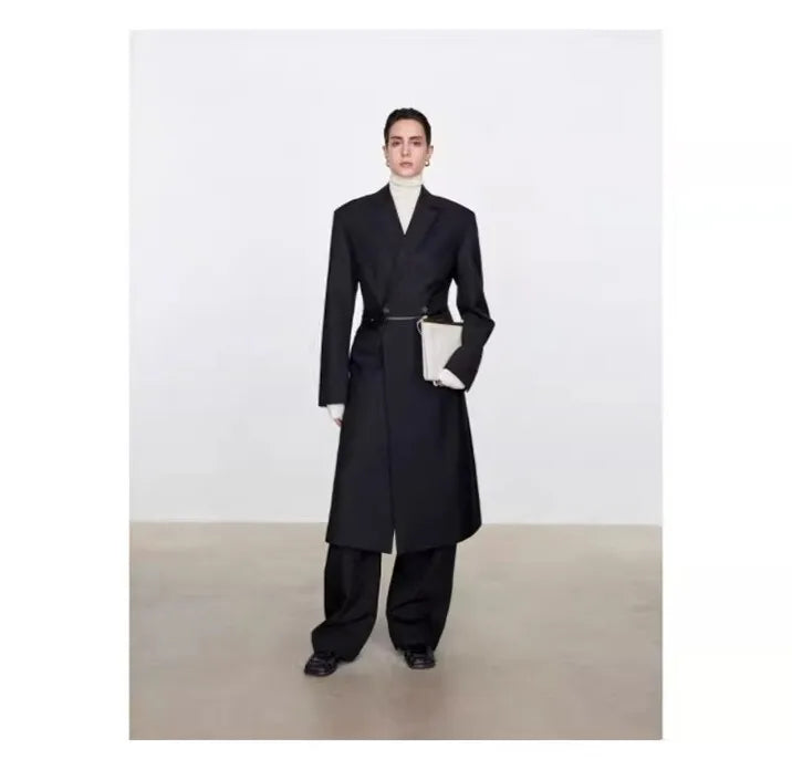 ZOCI Minimalism Women's Suit Pants Unique Design Female Office Lady Fashion Solid Color Trousers Straight Wide Leg 2024 Winter