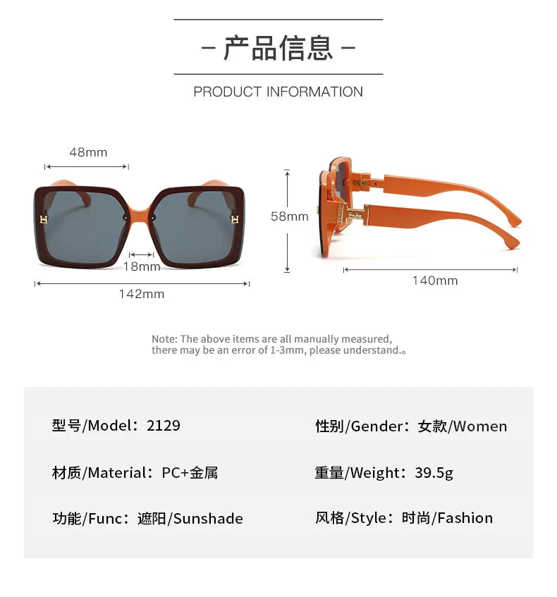 2024 Women's Glasses Retro Oversized Driving glasses Luxury brand Designer Sunglasses UV400 Women's Gradient Shade Oculos De Sol