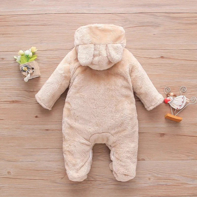 Autumn and Winter New Baby Plush Climbing Clothes Baby Warm and Thick Cartoon Dog Rabbit Cute Cotton Clothes for 0-2 Years