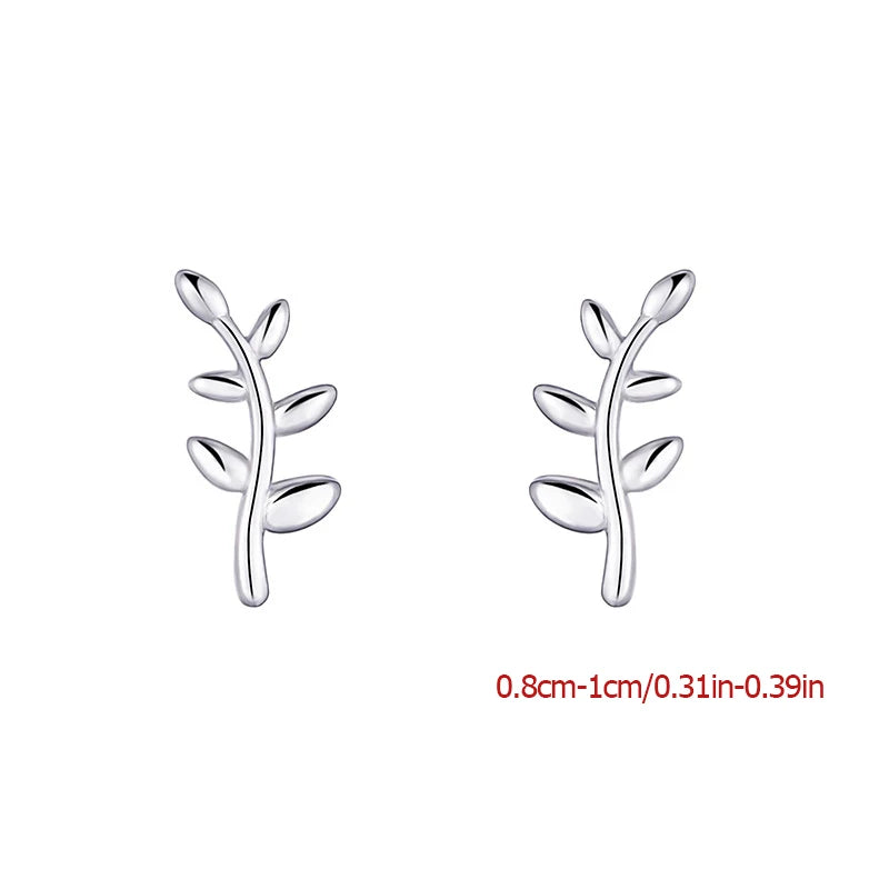 ﻿S925 Silver Needles Gold Color Simple Small Wing Leaf Stud Earrings for Women Hypoallergenic Daily Wear Ear Girls Pierc Gifts