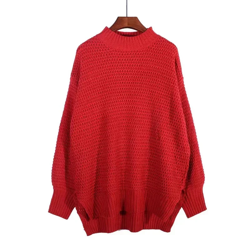 Women's Winter Clothing Half High Collar Solid Color Pullover Fashion Autumn Elegant Temperament Tops Commuting  Sweater Women