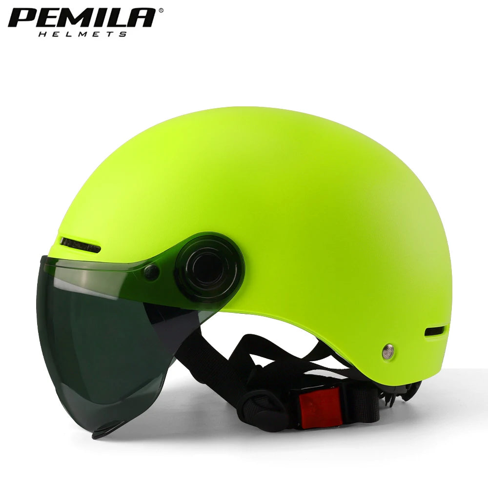 PEMILA New Full edge wrapping process Cycling Helmet With Goggles Lens Ear Protection Bicycle Helmet MTB Road E-Bike Bike Helmet