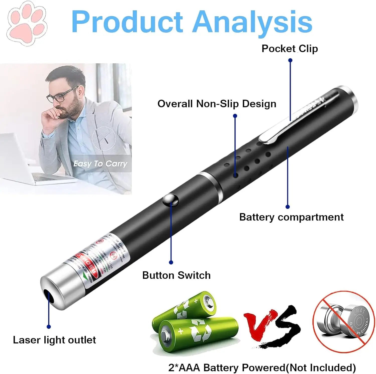 Mini 2 in1Cat Keychain Fun Pointer No battery Portable Laser pointer LED Training Torch Pet Cat Tickle Toy Flashlight