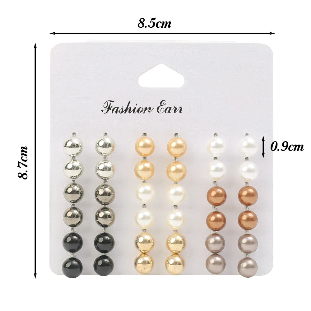 Korean Small Pearl Earrings Set Luxury Ear Studs Simply Fashion Wedding Jewelry Sweet Girls Ear Accessory Women Daily Earrings