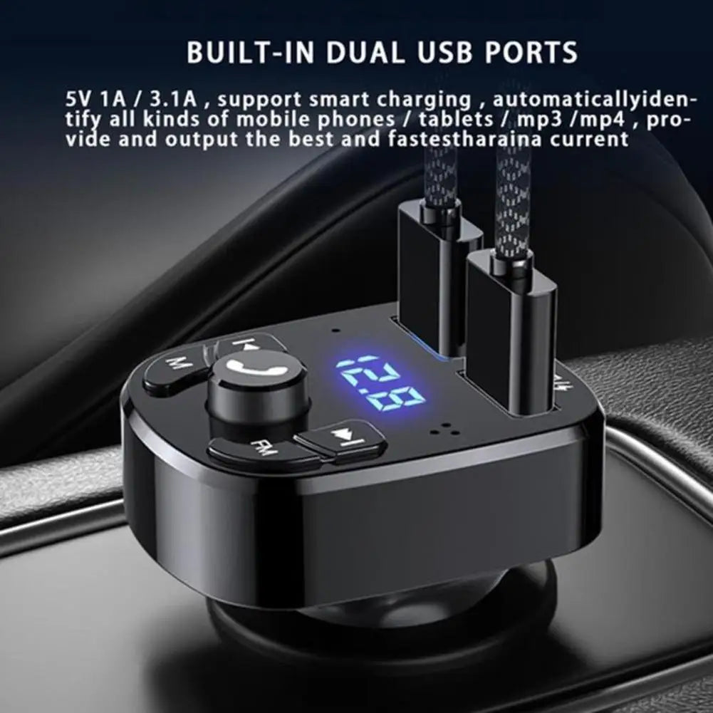 Car Bluetooth FM Transmitter 87.5-108 Mhz Audio Car Mp3 Player 5V Output USB Auto Car Fast Charge Electronic Accessories 12-24V