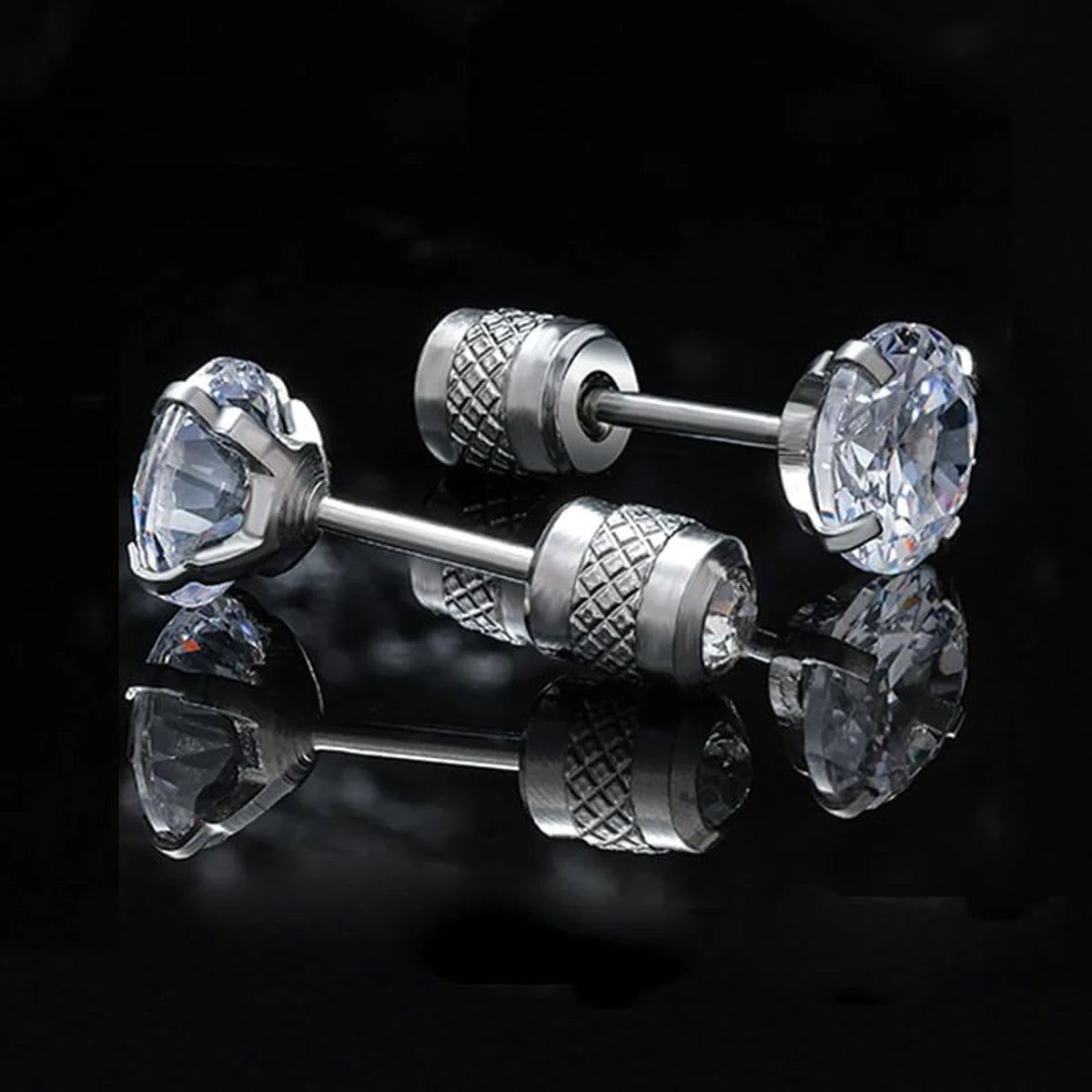 1 Pairs Stud Earrings with Flat Back Titanium Hypoallergenic Earring for Women Men, Cubic Zirconia Stud Earrings Sets 2-8mm