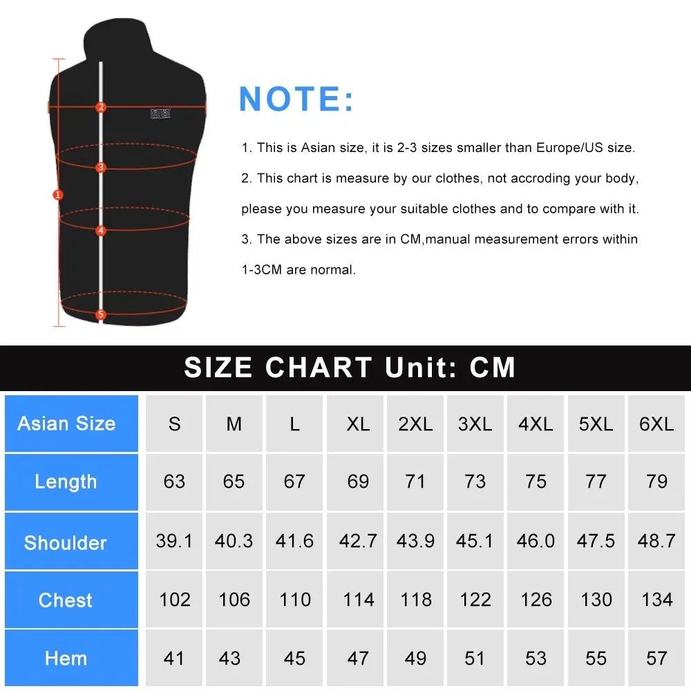 Electric Heating Vest Heated Down Jacket Man Heated Vest Men Women Usb Heated Jacket Heated Body Warmer Clothing Veste