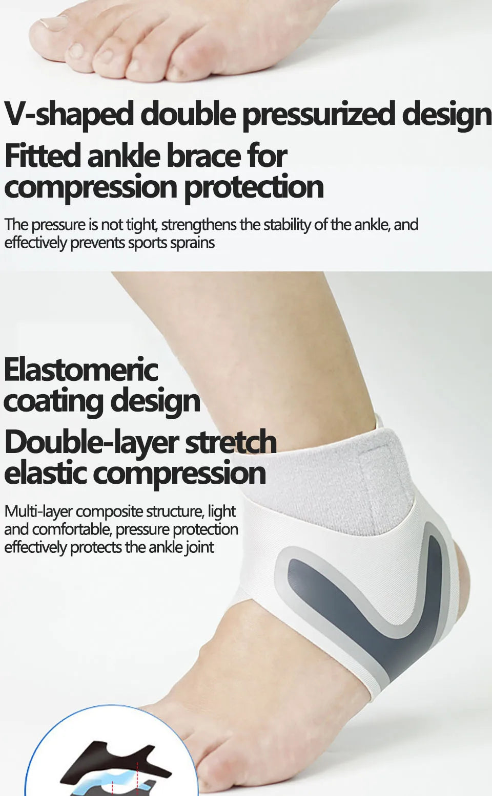 Sports Ankle Brace for Adult Men Women Adjustable Compression Ankle Wrap Support Breathable S-XL Ankle Support Brace Protector