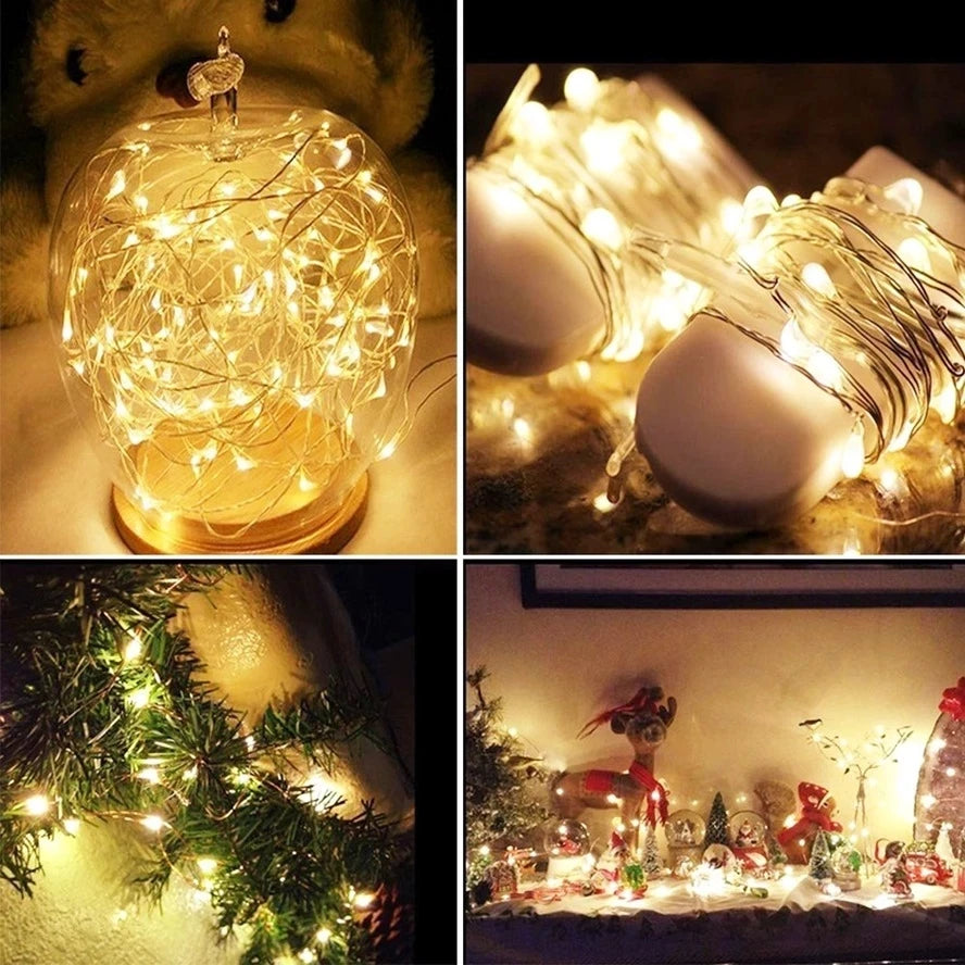 3/10/20M USB LED String Lights Copper Silver Wire Garland Light Waterproof Fairy Lights For Christmas Wedding Party Decoration