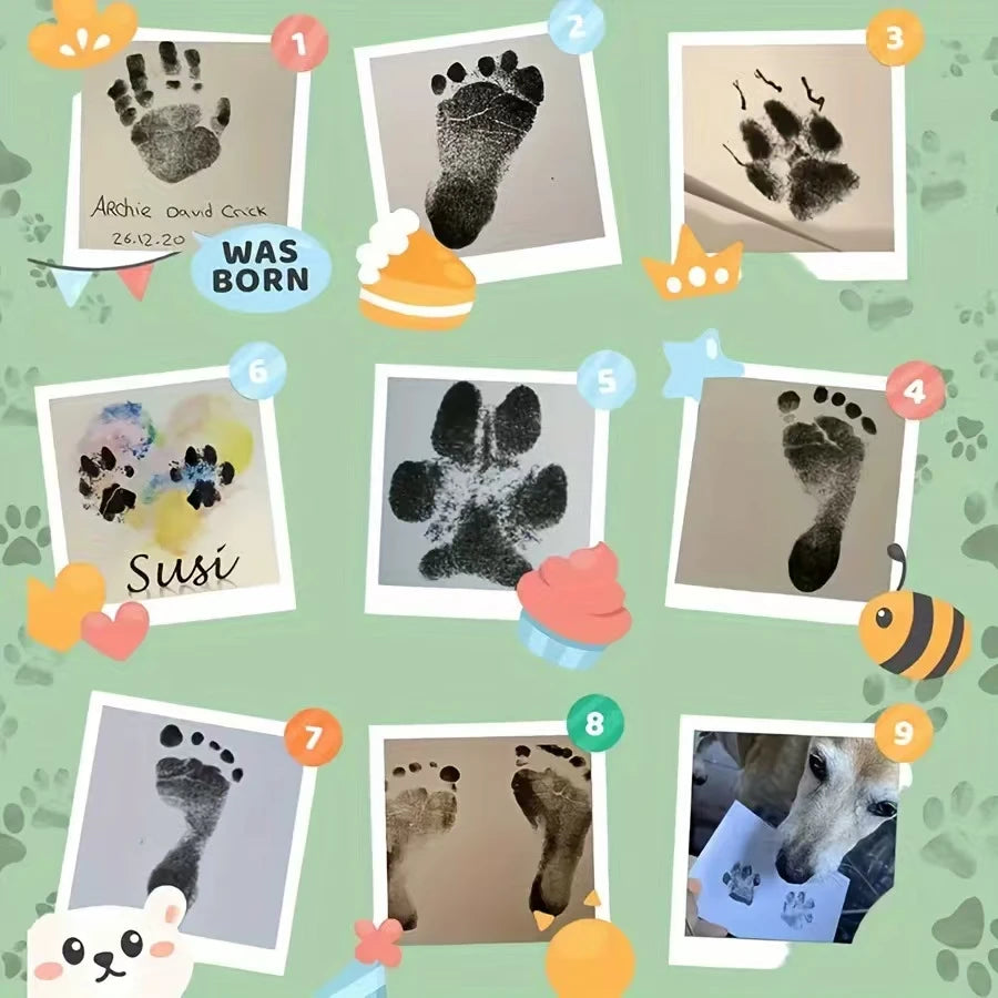 1 Set Baby Handprint Footprints Ink Pads Safe Non-toxic No-Touch Skin Inkless Inkpad Kits Pet Cat Dog Paw Prints Souvenirs Gifts